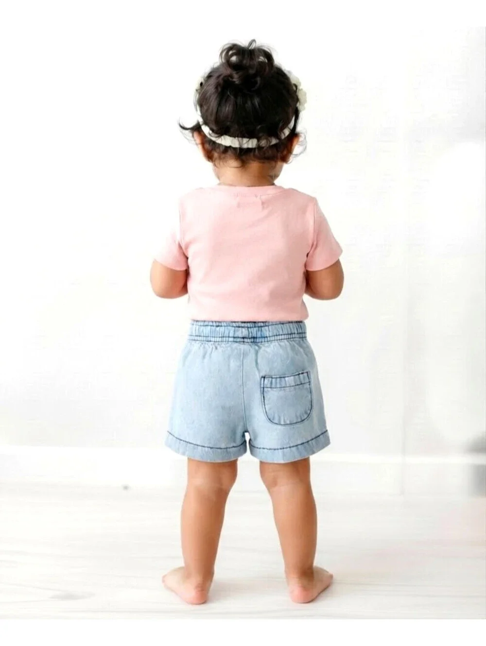 Cat & Jack Baby Girls' Light Wash Blue Shorts 12M